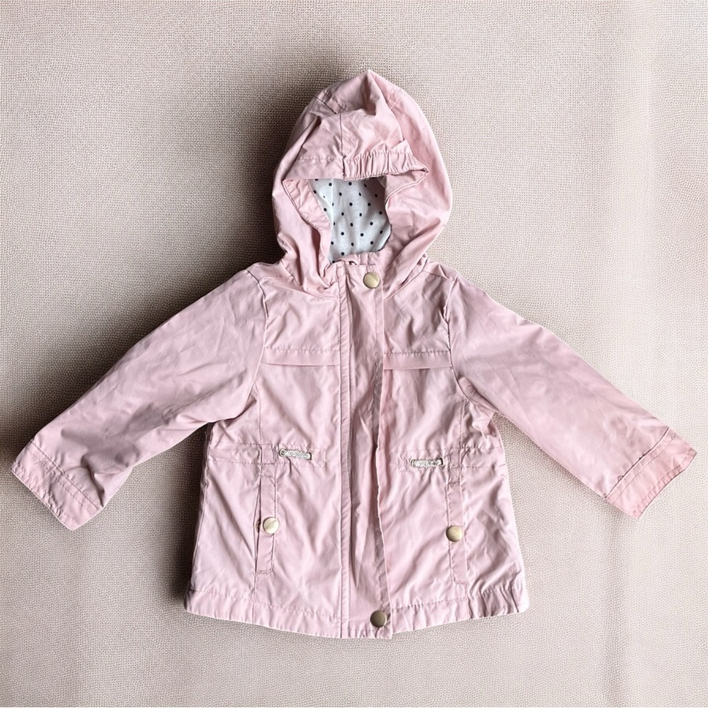 OshKosh B'gosh Pink Raincoat with Hood and Water-Resistant Material